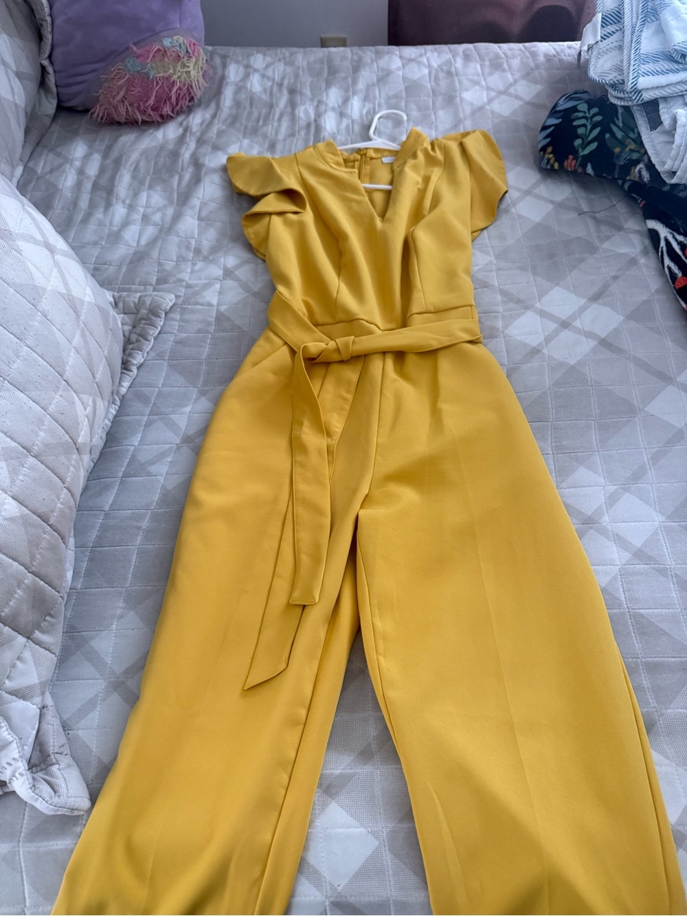 New York & Company Mustard Yellow Belted Jumpsuit